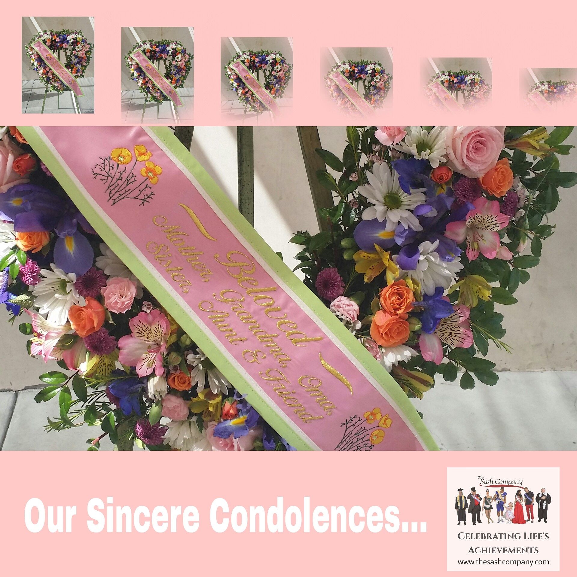 Celebration of Life Funeral Floral Sash