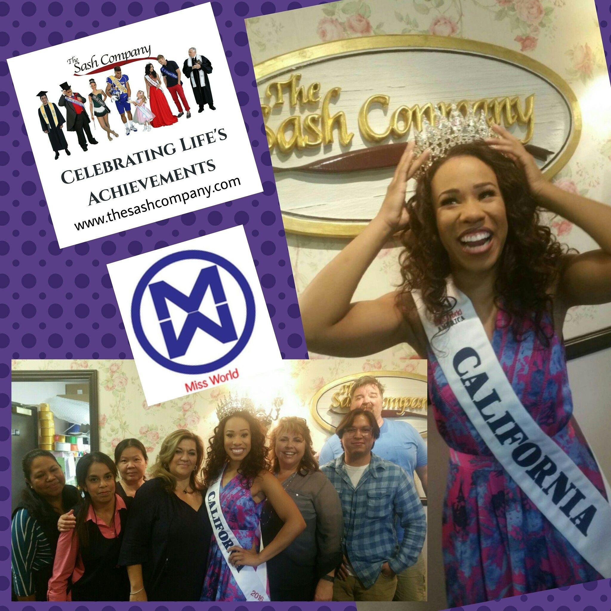 Miss World California, Salisha Thomas with her Sash