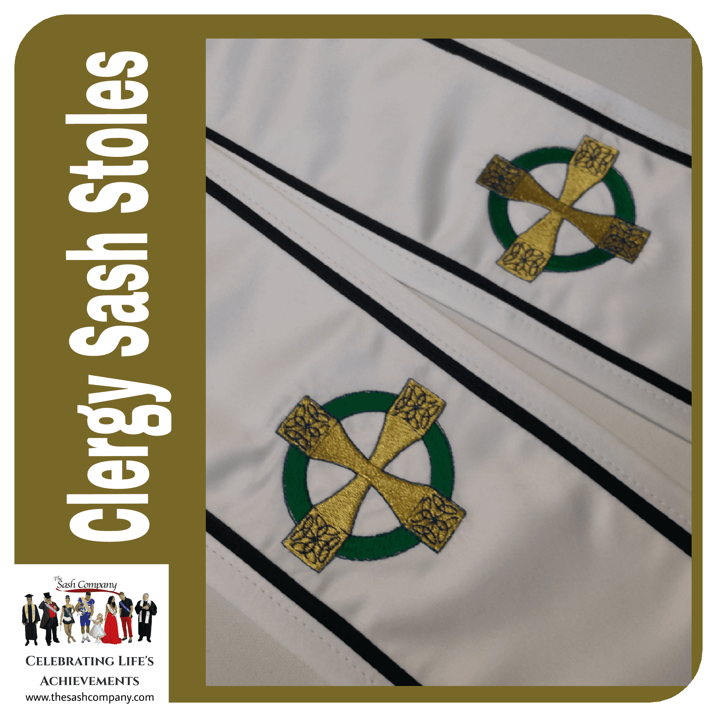 Clergy Minister Celtic Design Sash Stole